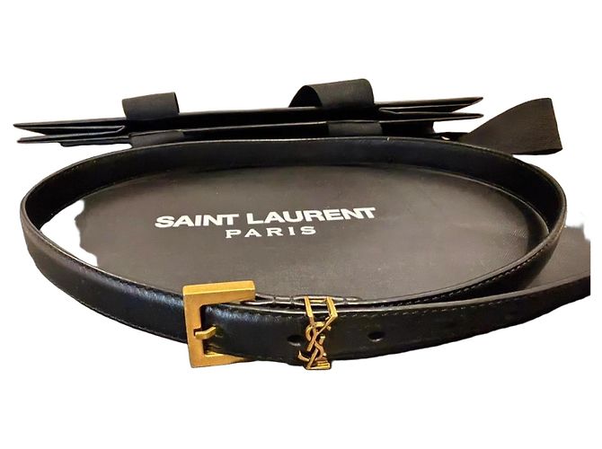 Yves Saint Laurent Saint Laurent black leather slim belt 