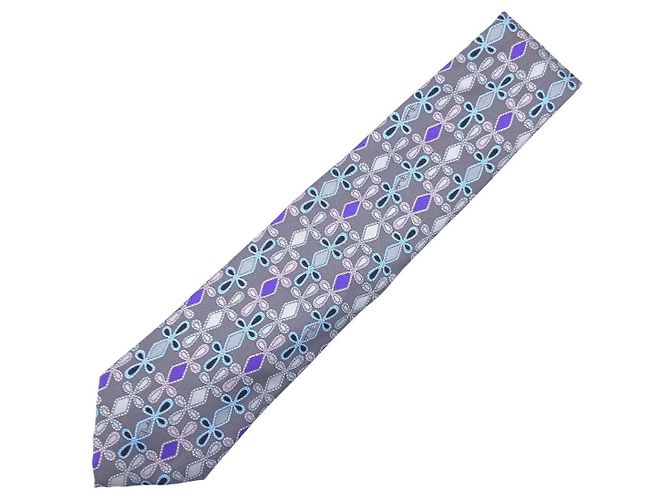 Cravate en soie Emilio Pucci Marron Violet Bleu clair