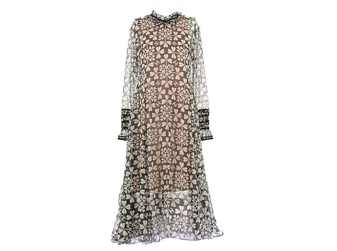 Chanel Transparentes schwarzes Monogrammkleid