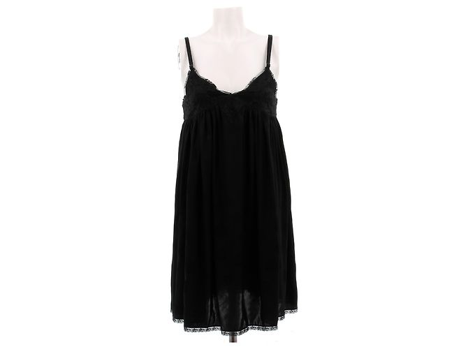 Moschino Kurzes schwarzes Seidennachthemd