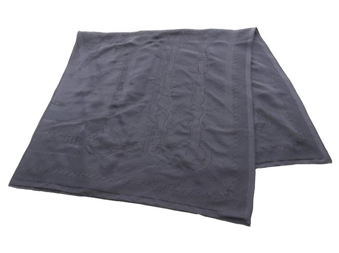 Foulard in seta blu nero Perle Coaching di Hermès Blu navy
