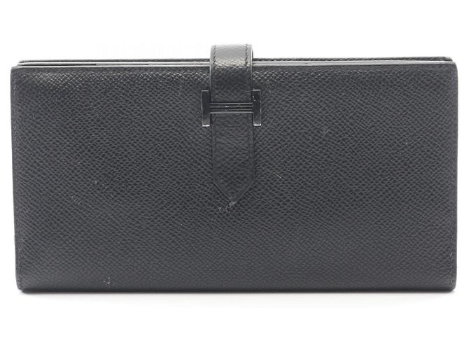 Hermès Bearn Soufflet Bi-fold Long Wallet Black