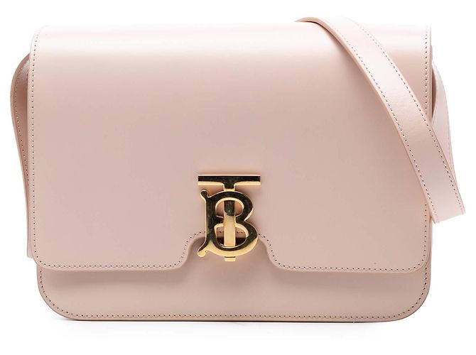 Bolsa transversal Burberry Pink Medium em couro de bezerro liso com monograma TB