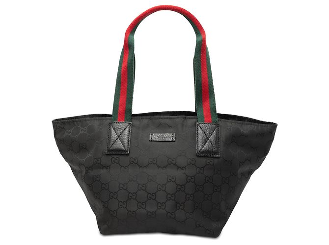 Schwarze GG Nylon Web Tote von Gucci