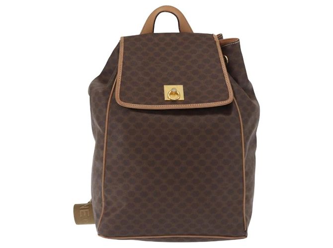 Céline Celine Vintage Macadam Backpack Canvas and Leather Brown
