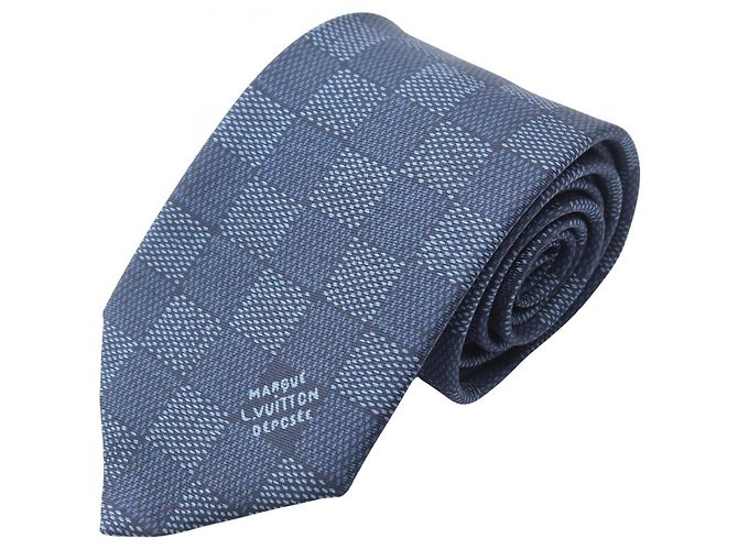 Cravatta Damier Heritage Louis Vuitton Blu navy
