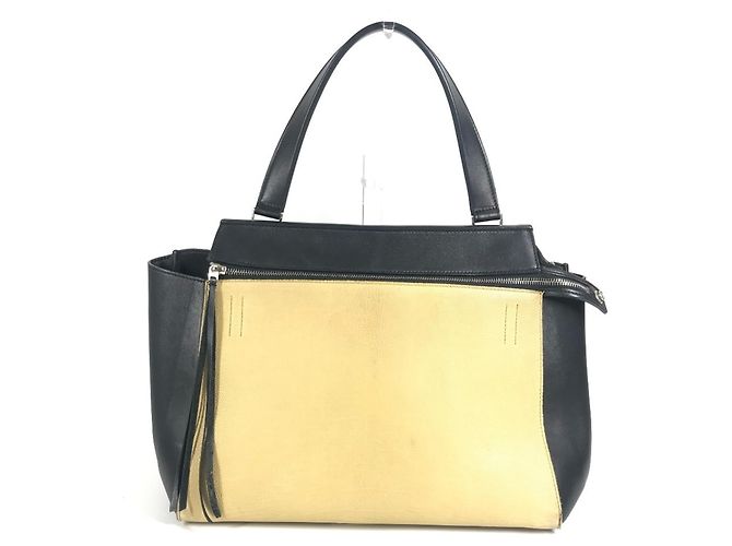 Céline CELINE Two-tone Edge Handbag Beige Navy blue