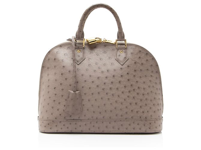 Borsa Alma PM in pelle di struzzo Louis Vuitton Grigio