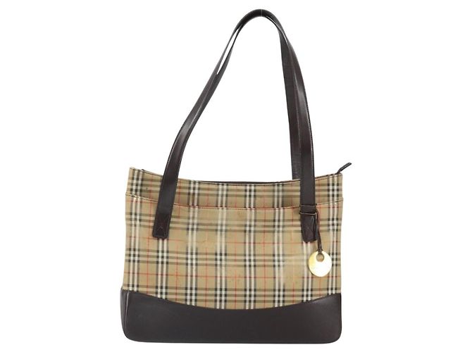 Borsa Tote in tela e pelle con motivo Nova Check di Burberry Beige