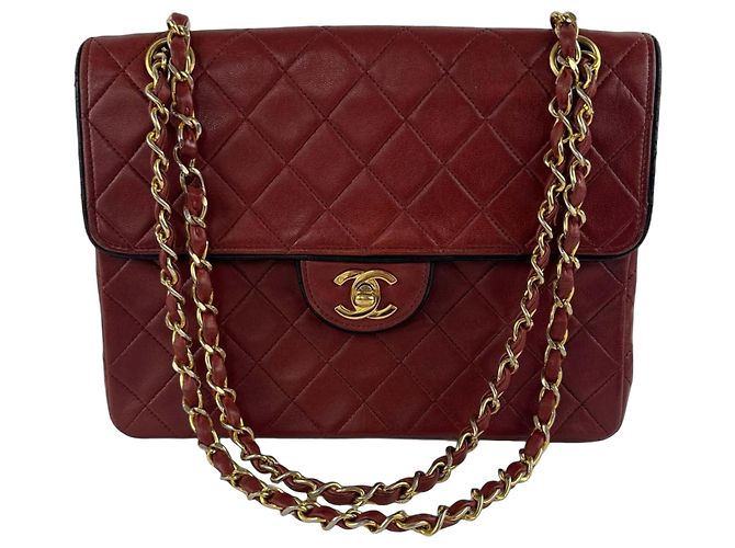 Chanel medium tall classic flap Red