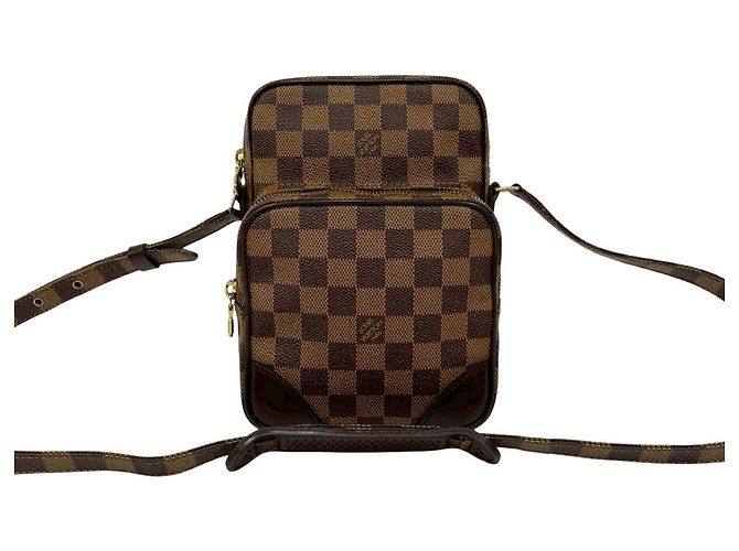 Mini bolso de hombro de cuero Damier Amazon Louis Vuitton Castaño