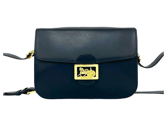 Céline Celine Navyblaue Leder-Schultertasche Marineblau