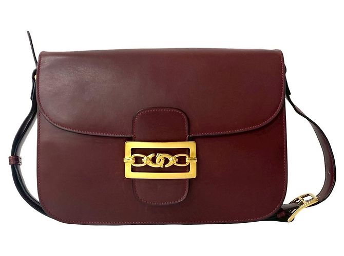 Céline Borsa semi-spalla in pelle di vitello Celine Rosso Bordò