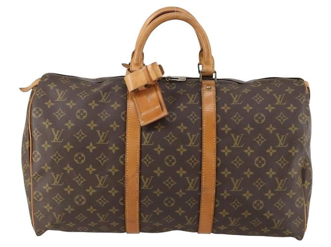 Sac Keepall Louis Vuitton en toile Monogram 55 Marron