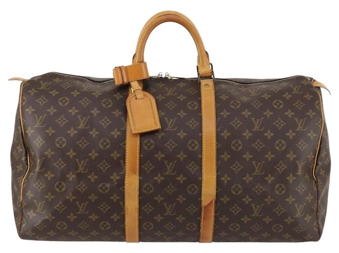 Sac Keepall Louis Vuitton en toile Monogram 55 Marron