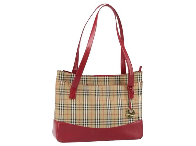 Borsa Tote Nova Check Burberry Canvas Beige Oro Auth 170246 D'oro