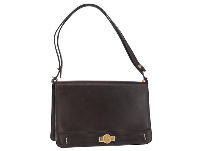 Borsa a Spalla Christian Dior in Pelle Marrone Oro Auth bs33067 D'oro