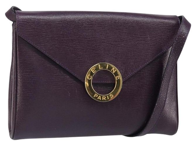 Céline Bolsa de Ombro CELINE Circle em Couro Roxo Dourado Auth 159845V