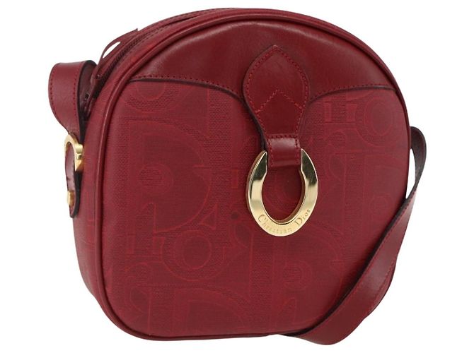 Borsa a Spalla Christian Dior PVC Bordeaux Oro Auth ep12962V D'oro Bordò