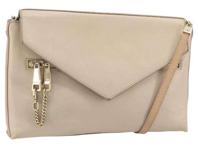Chloé Borsa a Spalla Chloe Kathy in Pelle Beige Oro Auth hk3382 D'oro