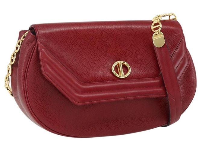 Borsa a Spalla Christian Dior in Pelle Rossa e Oro Auth ep13111 Rosso D'oro