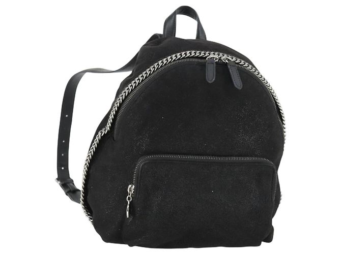 Autre Marque Zaino Stella McCartney in suede nero e argento Auth BA9895