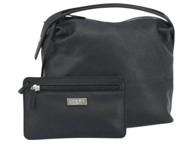 LOEWE Handtasche aus schwarzem Leder mit Silber authentisch 169484