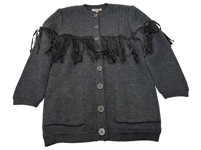 Vintage Givenchy Wollmantel / Strickjacke Anthrazit L Anthrazitgrau