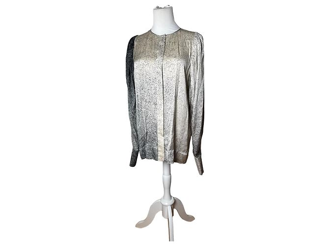 Stella Mc Cartney Avstract Seidenhemd Stella McCartney Grau/Schwarz/Weiß M