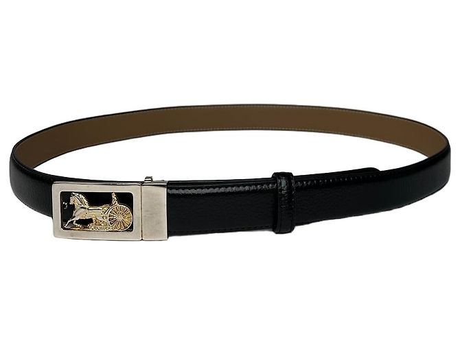Céline Vintage Celine Paris Triomphe Snake Emblossed Leather Belt Black