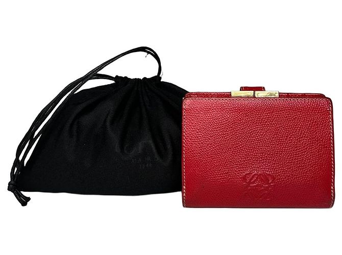 Vintage Loewe Madrid Logo Leather Wallet Red