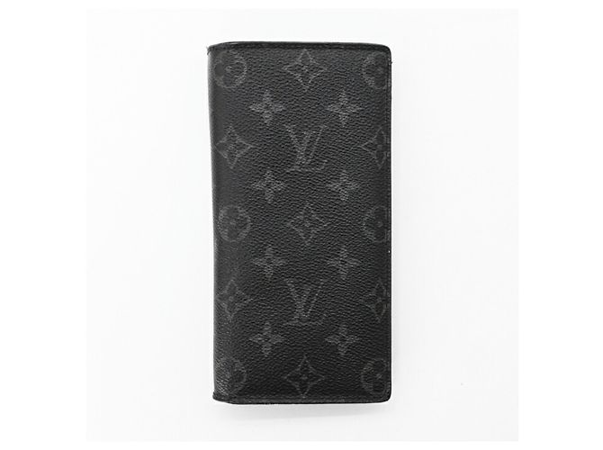 Louis Vuitton Monogram Eclipse Portefeuille Brazza Long Wallet Black