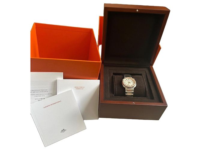 Reloj Hermès Cut 36mm Oro Rosa Hardware de plata Gold hardware