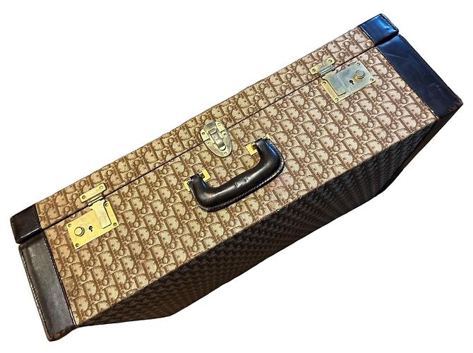 Mala Dior em lona oblíqua e couro Marrom