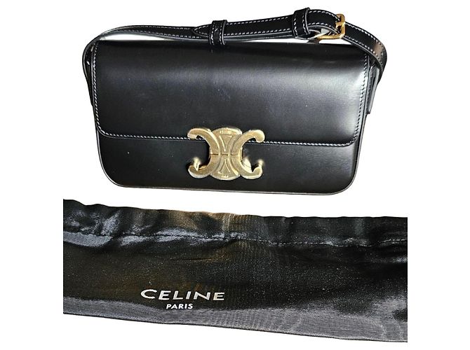 Céline Borsa a Spalla in Pelle Celine Triomphe Nero