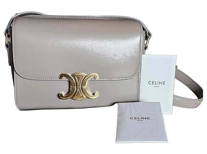 Céline Bolsa de Ombro de Couro Celine Triomphe em Cinza