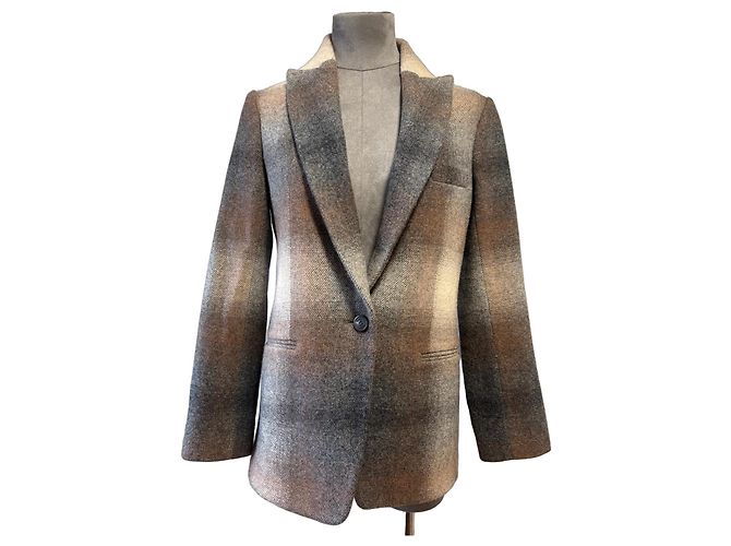 Blazer de lã xadrez Christian Dior Marrom Bege Cinza
