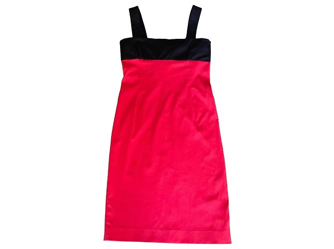 Rot schwarzes Kleid Polyester Baumwolle Lycra Gr. 36 Adolfo Dominguez