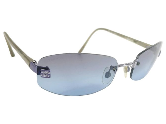 Occhiali da sole Chanel Blue Silver Rimless 4067 Argento