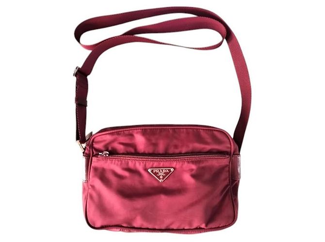 Prada Bordeaux Red Shoulder Crossbody Logo Bag