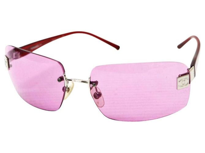 Óculos de sol sem aro CC logo rosa com tonalidade Chanel 4026