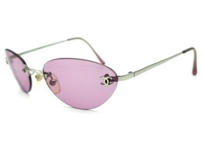 Occhiali da sole viola con logo CC argentato Chanel 4003 Argento Porpora