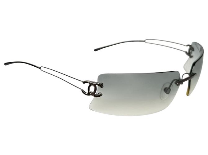 Chanel Silver Grey CC Logo Rimless Sunglasses 4051