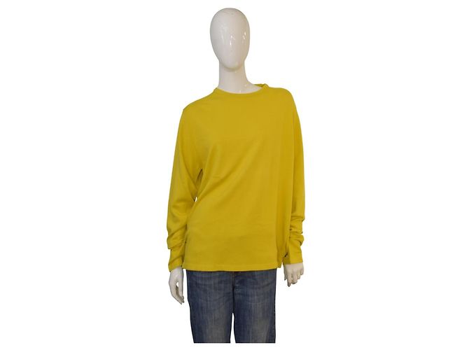 Top de Algodón Amarillo BURBERRY Londres L | Suéter con Parche de Codo a Cuadros