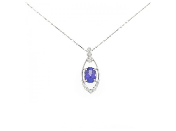 Autre Marque Tanzanit-Diamant-Halskette Pt900 Pt850 Lila
