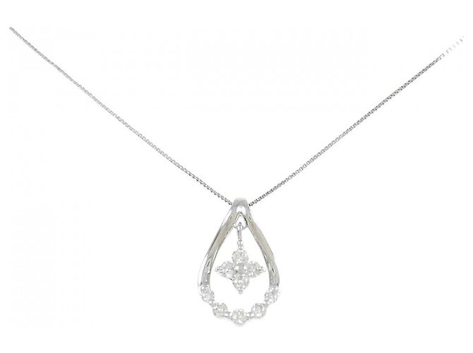 Autre Marque Platin-Diamant-Halskette Silber