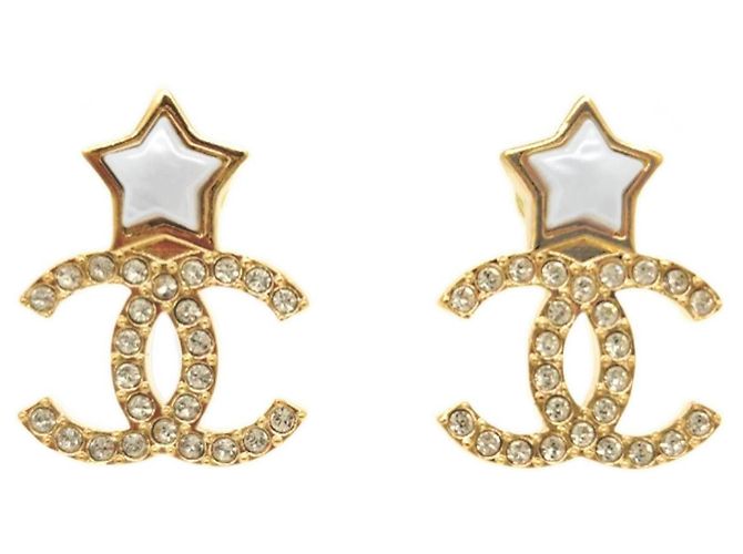 Orecchini a stella dorati e bianchi Chanel Bianco D'oro