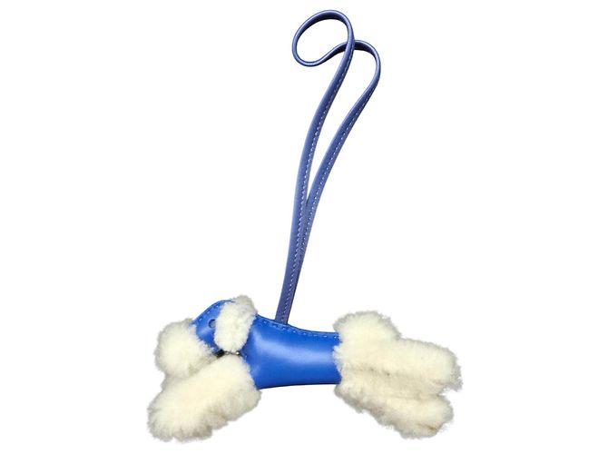 Hermès Charm de bolsa HERMES Buddy em azul e branco 