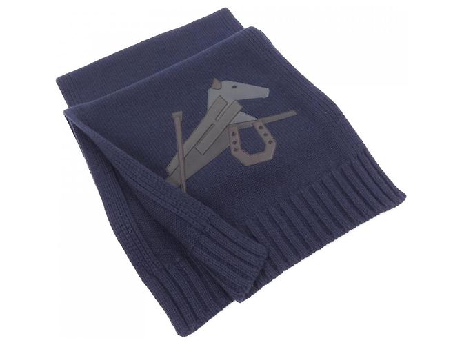 Stola in seta e cashmere blu navy Hermès
