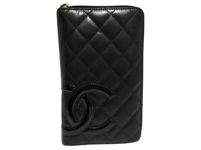 Chanel Cambon Long Wallet Black Pink